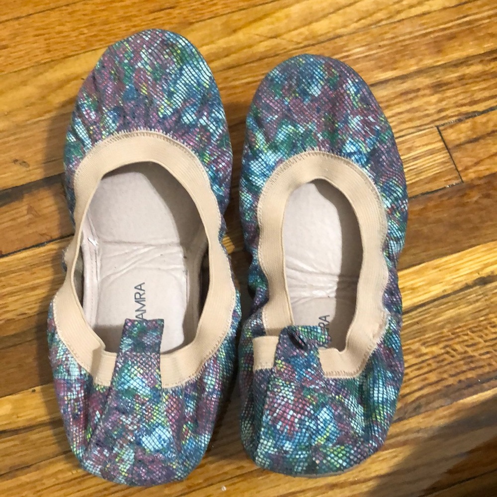 Yosi Samra pastel snakeskin flats